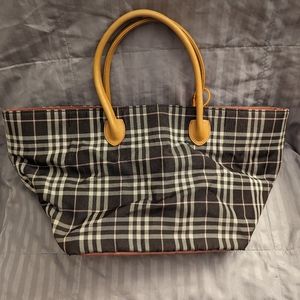 Plaid Burberry blue label tote bag